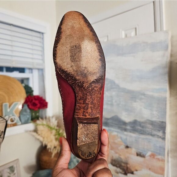 VTG Candie's Red Retro Oxford Huarache Leather Slip-On Flats Sz 8M – Rustic Wove - Picture 12 of 15